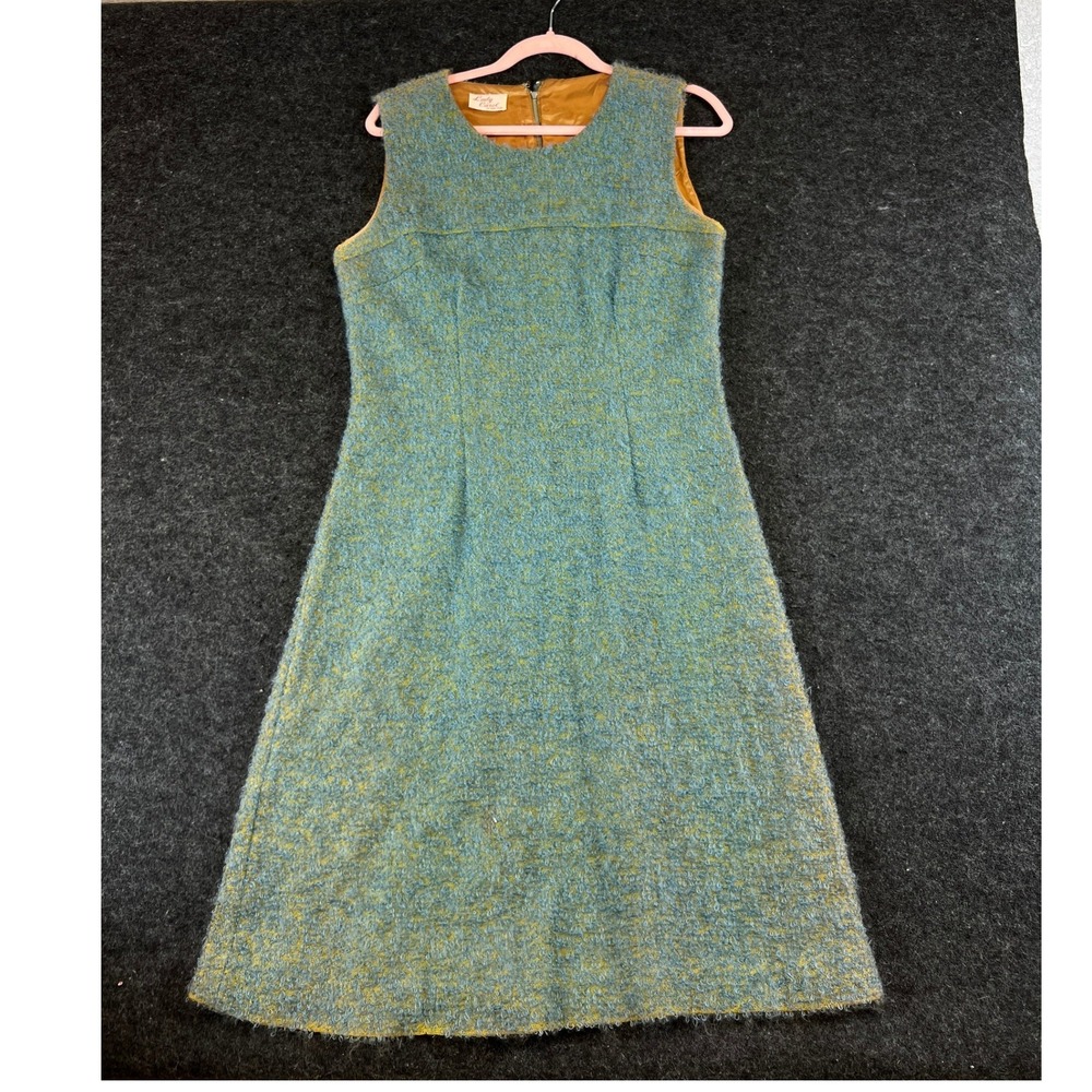 VTG 50s Lady Carol Of New York Dress Womens Small Blue Sleeveless Cocktail Party